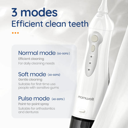 Oral Irrigator D52 Portable Dental Water Flosser USB Rechargeable Water Jet Floss Tooth Pick 4 Jet Tip 220Ml 3 Modes Teeth Clean